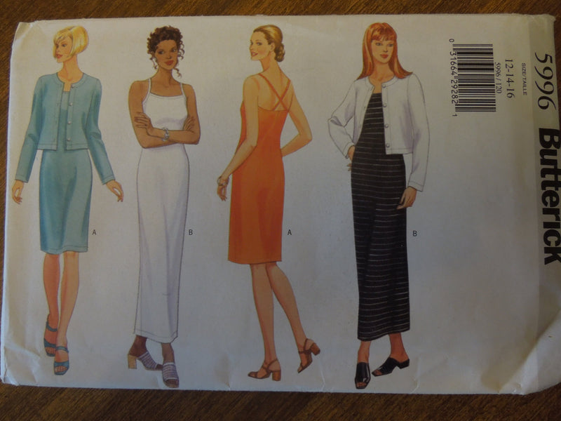Butterick 5996, Misses, Jackets, Dresses, Petite, UNCUT sewing pattern,