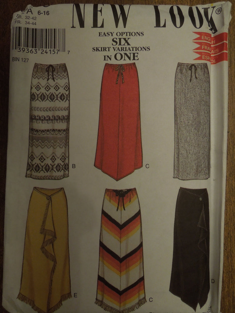 New Look 6019, Misses, Skirts, Sizes 6 to 16, UNCUT sewing pattern,