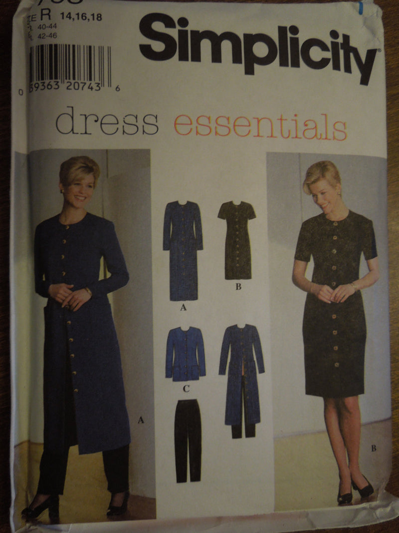 Simplicity 7793, Misses Dresses, Jackets, Pants, UNCUT sewing pattern,