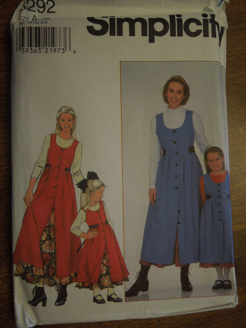 Simplicity 8292, Misses, Childrens, Dresses, Petticoat, sewing pattern,