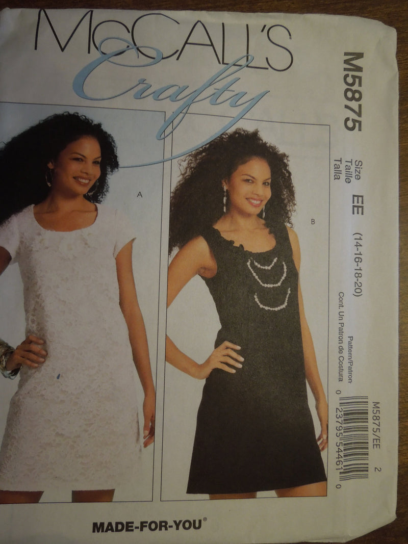 McCalls M5875, Misses, Dresses, Lined and Unlined, UNCUT sewing pattern,