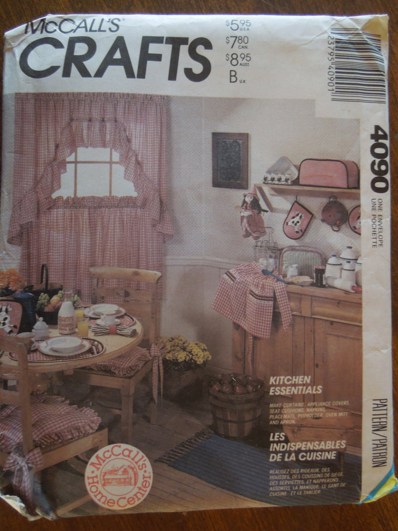 McCalls Crafts 4090,  UNCUT sewing pattern, table linens, curtains, crafts