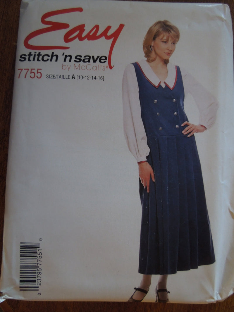 McCalls Stitch n save 7755, Misses, Dresses, Tops, UNCUT sewing pattern, Sale