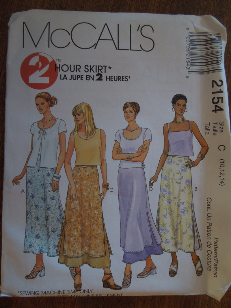 McCalls 2154, Misses, Skirts, UNCUT sewing pattern,