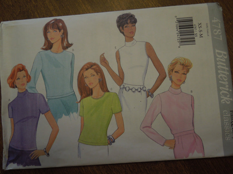 Butterick 4787, Misses, Tops, Knits, UNCUT sewing pattern,