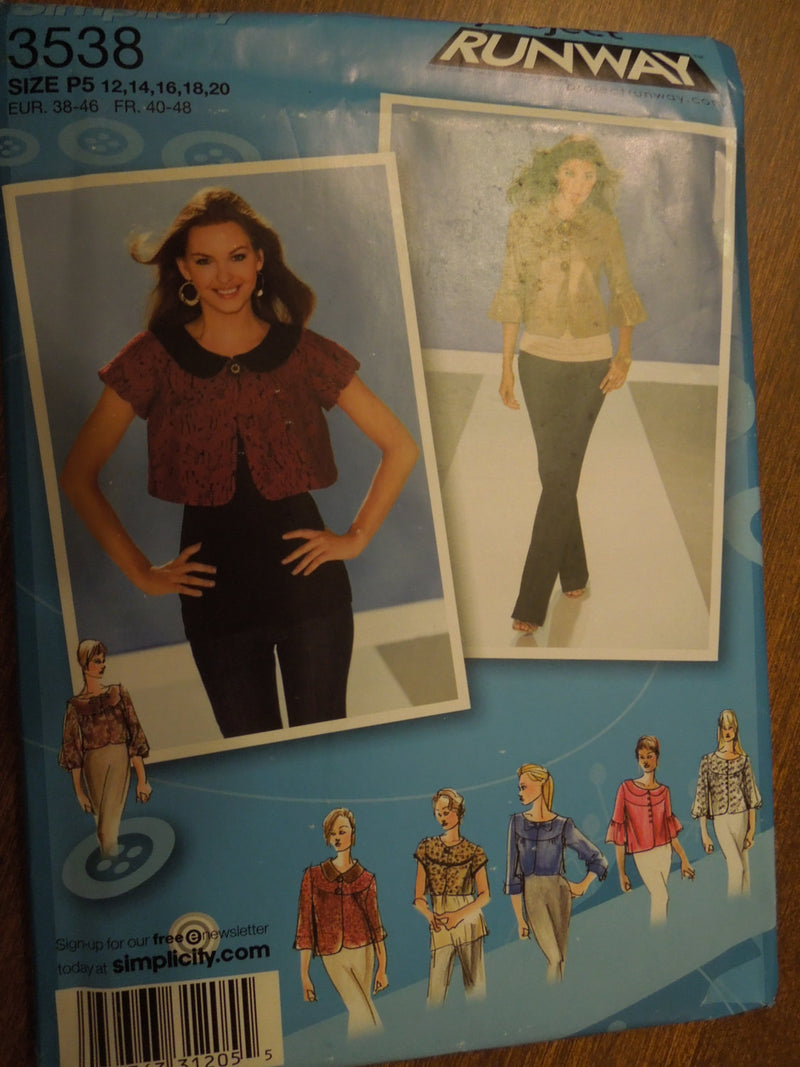 Simplicity 3538, Misses, Lined jacket, UNCUT sewing pattern,
