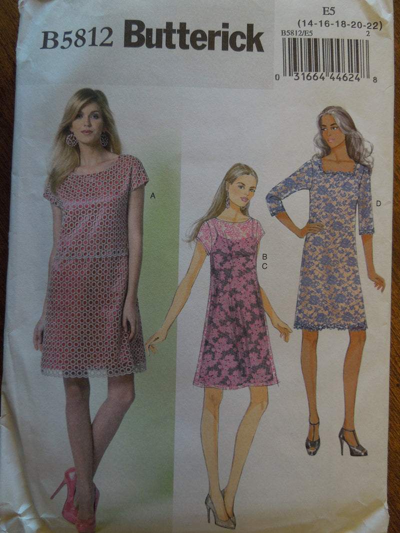 Butterick B5812,  Misses, Dresses, Slip, UNCUT sewing pattern