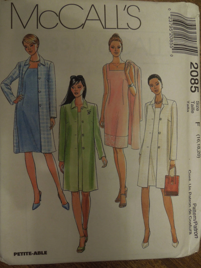 McCalls 2085, Misses, Dresses, Lined Jacket, Petite, UNCUT sewing pattern,