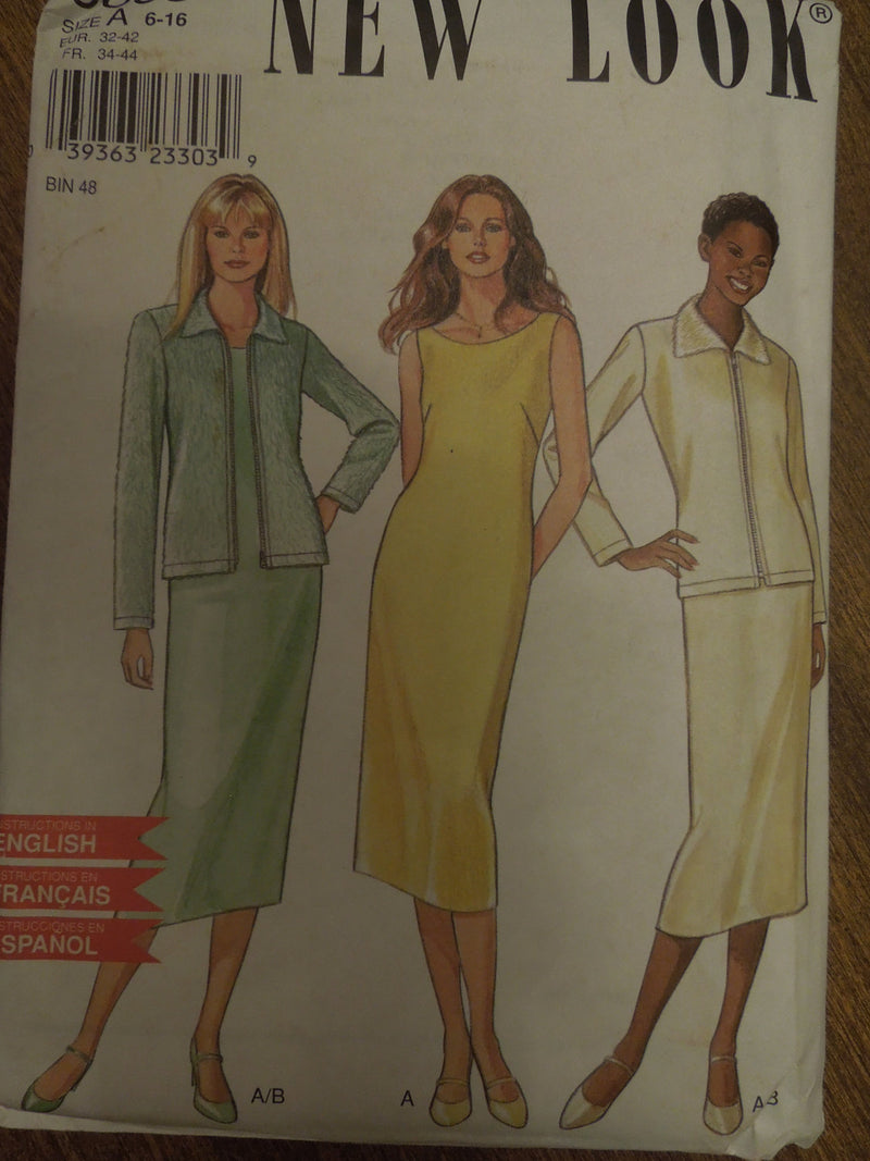 New Look 6893, Misses, Dresses, Jackets, Knit Fabrics, UNCUT sewing pattern