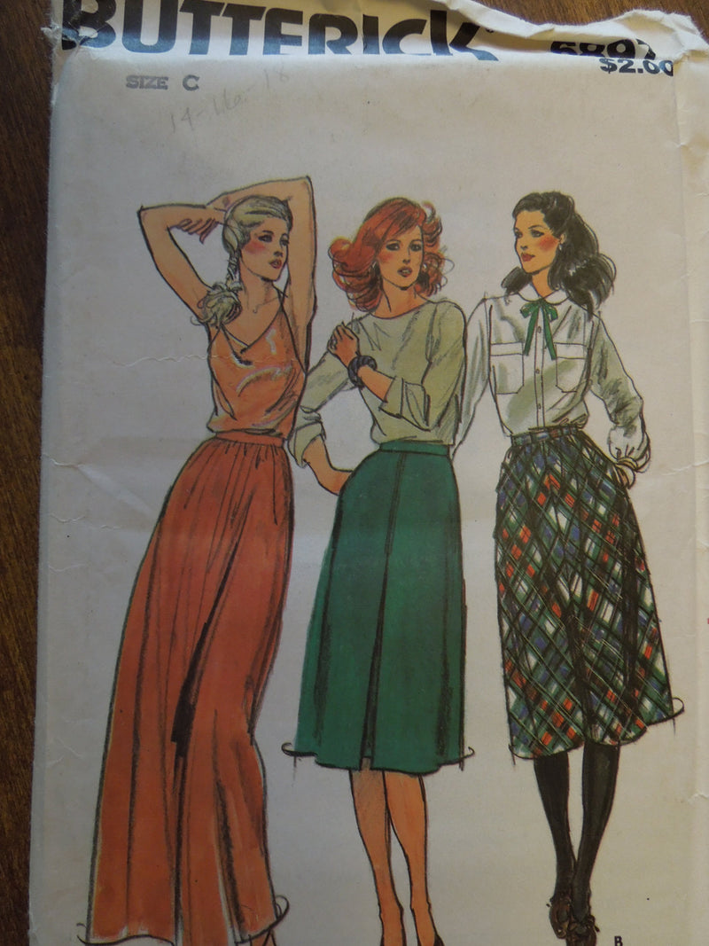 Butterick 6897, Misses, Skirts, A-line, Sizes 14-18, UNCUT sewing pattern,