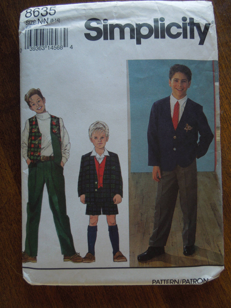 Simplicity 8635, Boys, Separates, Sizes 8 to 14, UNCUT sewing pattern,