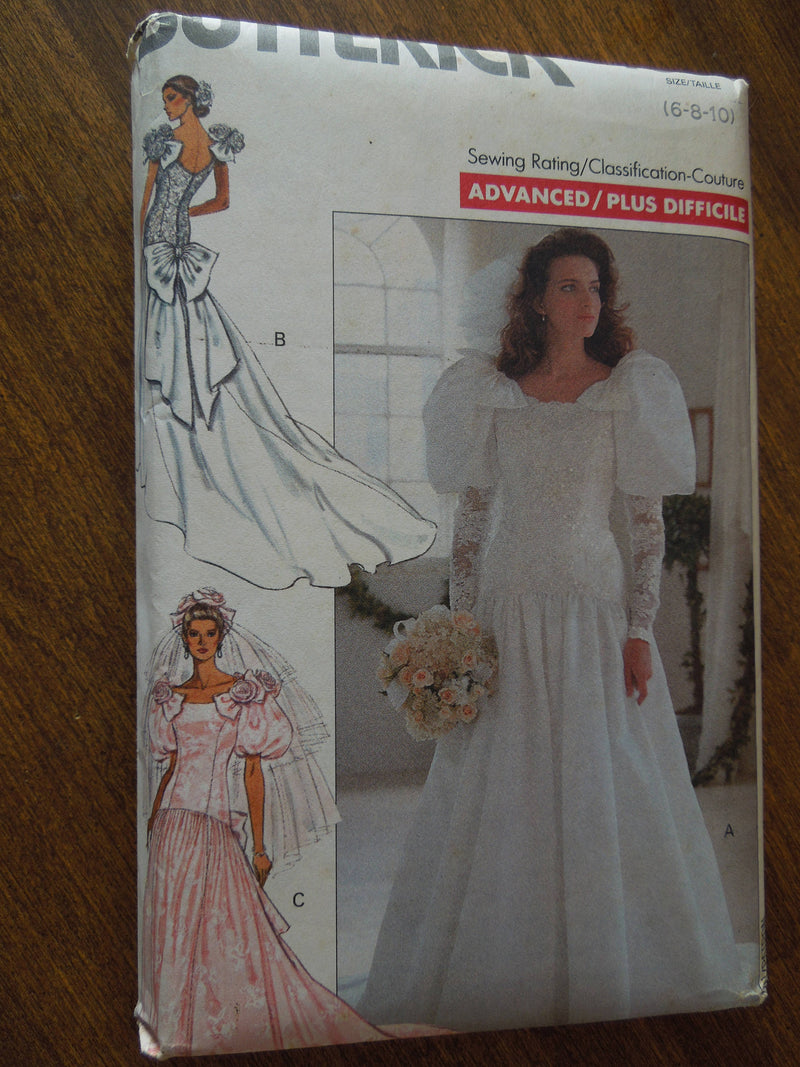 Butterick 4500, Misses, Wedding Dresses, Veils, Petite, Sz varies, UNCUT sewing pattern,