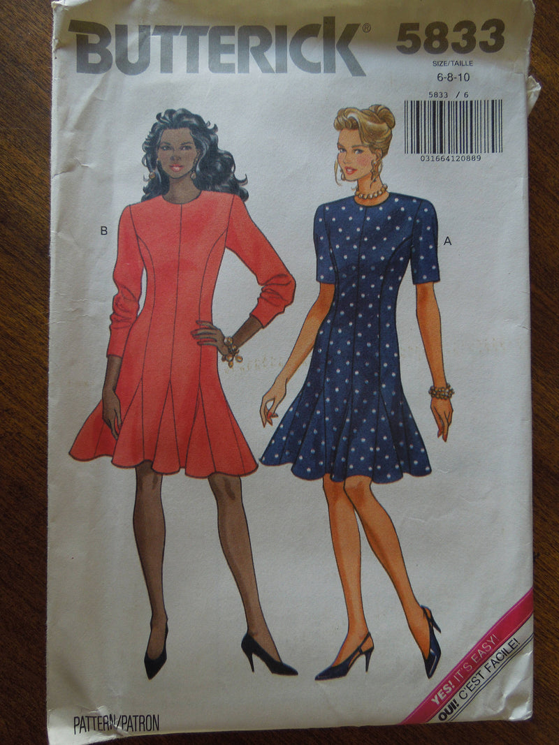 Butterick 5833, Misses, Dresses, Sizes 6-10,  Petite,  UNCUT sewing pattern,