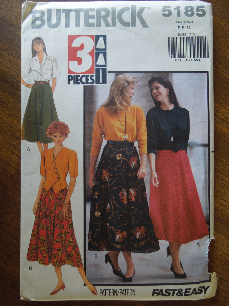 Butterick 5185, sizes varies, Misses, Skirts, Petite, UNCUT sewing pattern,