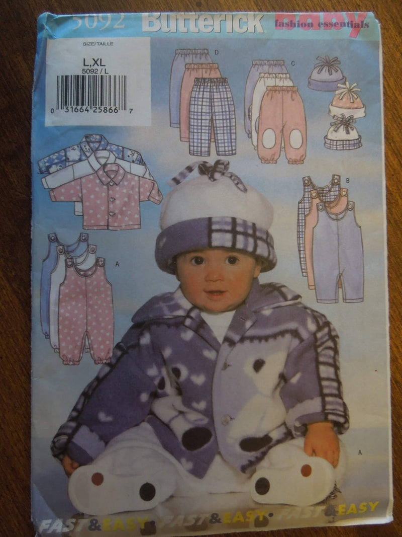 Butterick 5092, Infants, Clothing, Hats, UNCUT sewing pattern,