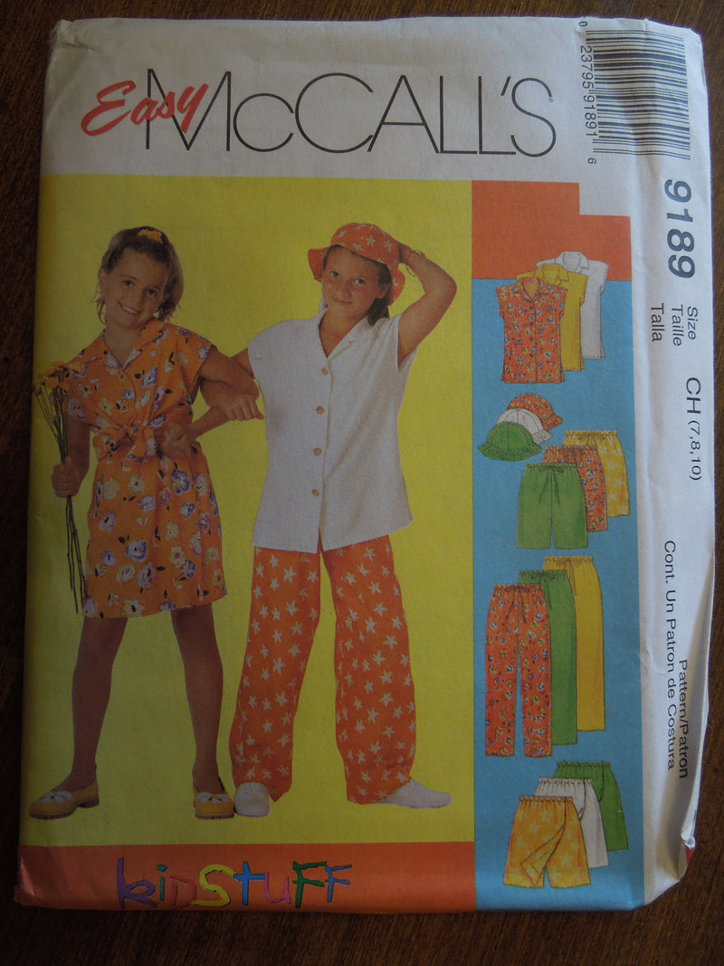 McCalls 9189, Girls, Separates, Sizes 7-10, UNCUT sewing pattern,