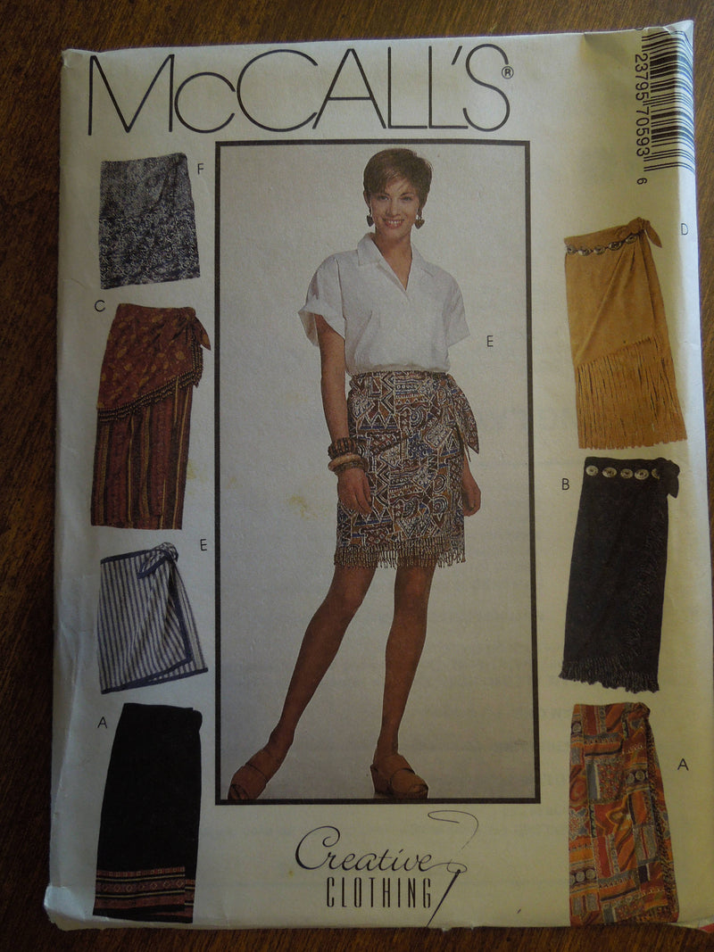 McCalls 7059, Misses, Skirts, Wrap Style, UNCUT sewing pattern, Sz Varies