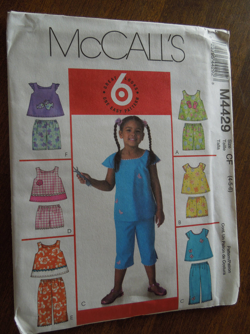 McCalls M4429, Childrens, Separates, Sizes 4-6, UNCUT sewing pattern,