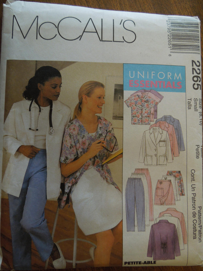 McCalls 2265, Misses Uniforms, Petite, UNCUT sewing pattern,