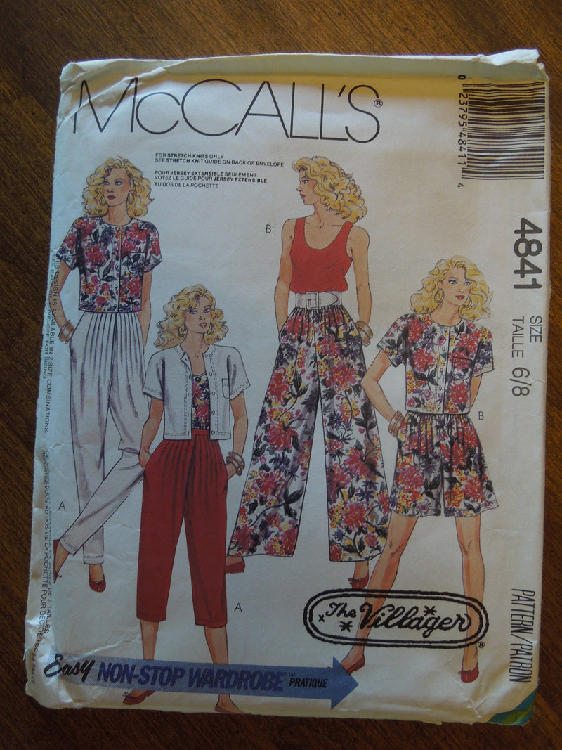 McCalls 4841, Misses, Separates, Knits, UNCUT sewing pattern,