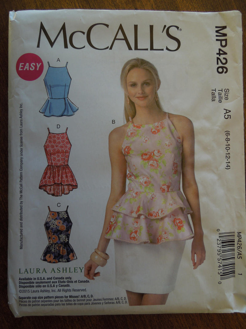 McCalls MP426, Misses, Tops, Pullover, UNCUT sewing pattern,