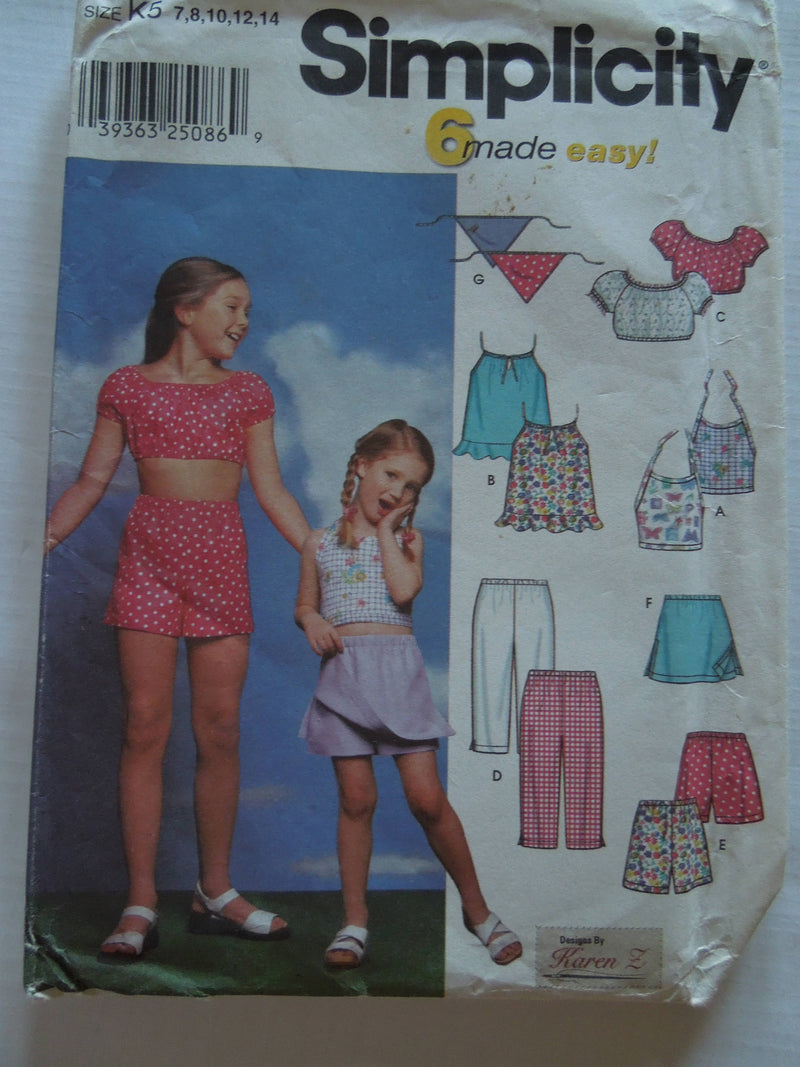 Simplicity 9797, Girls, Shorts, Tops, Pants, UNCUT sewing pattern,