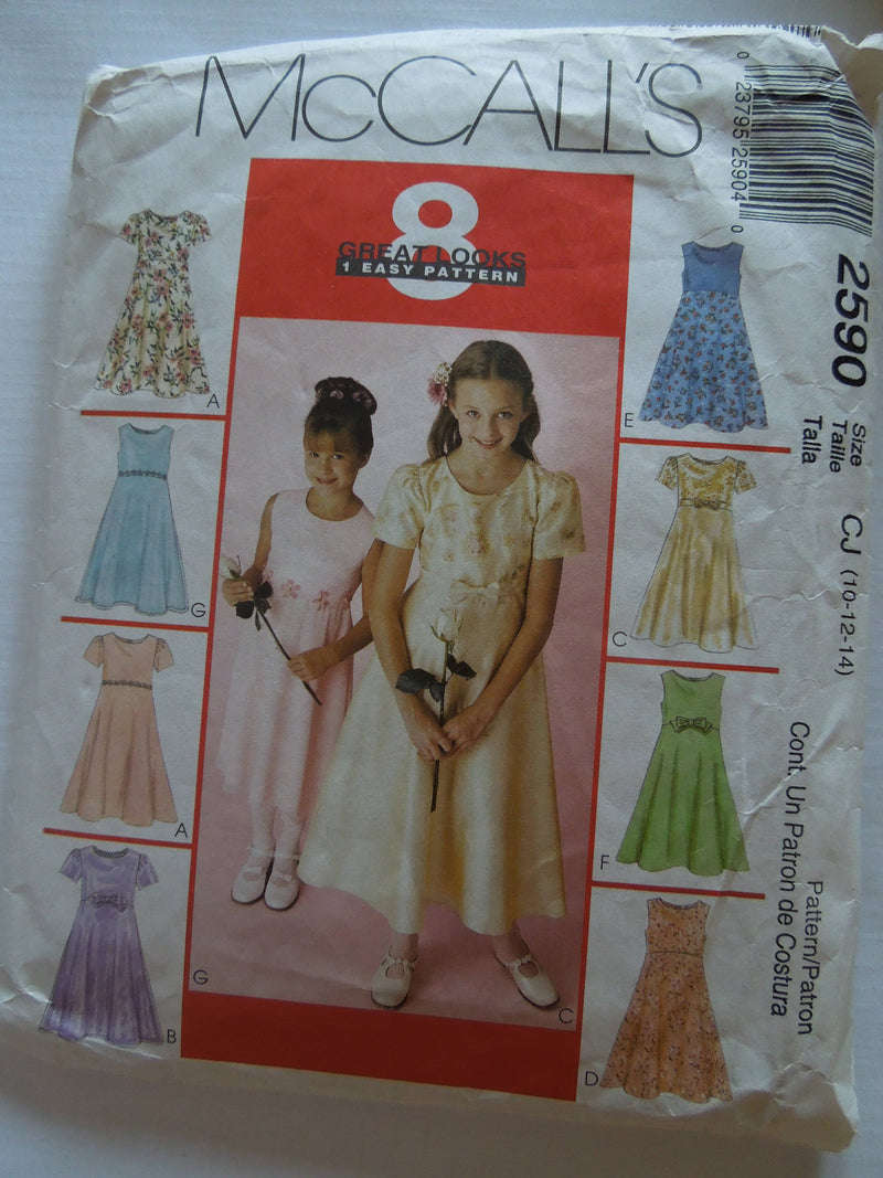 McCalls 2590,Girls Dresses, UNCUT sewing pattern