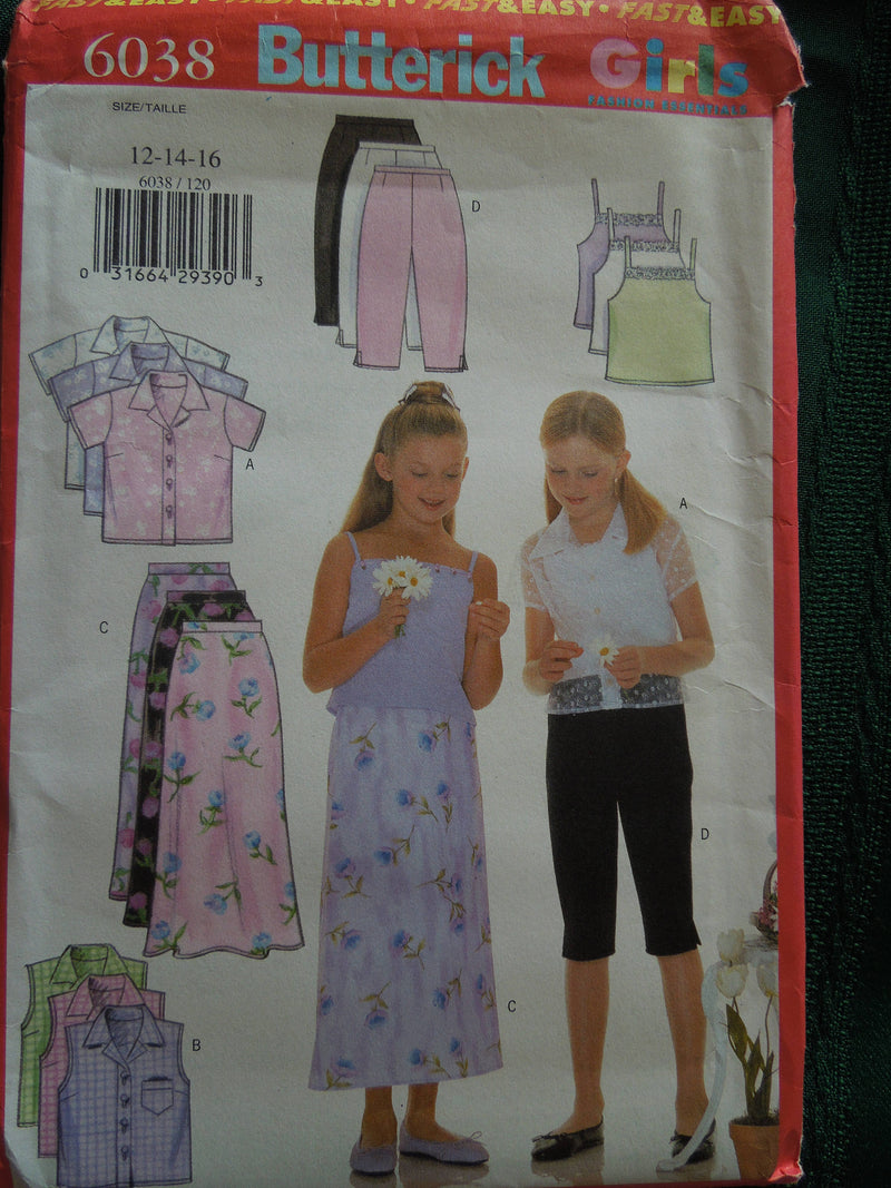 Butterick 6038, Girls, Separates,  UNCUT sewing pattern,