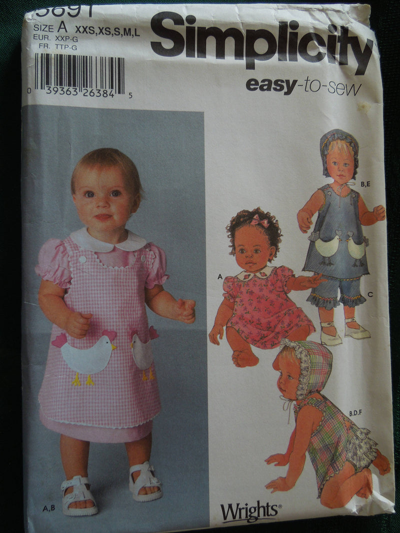 Simplicity 5691,Babies, Clothing, Preemie to 24 pounds, UNCUT sewing pattern,