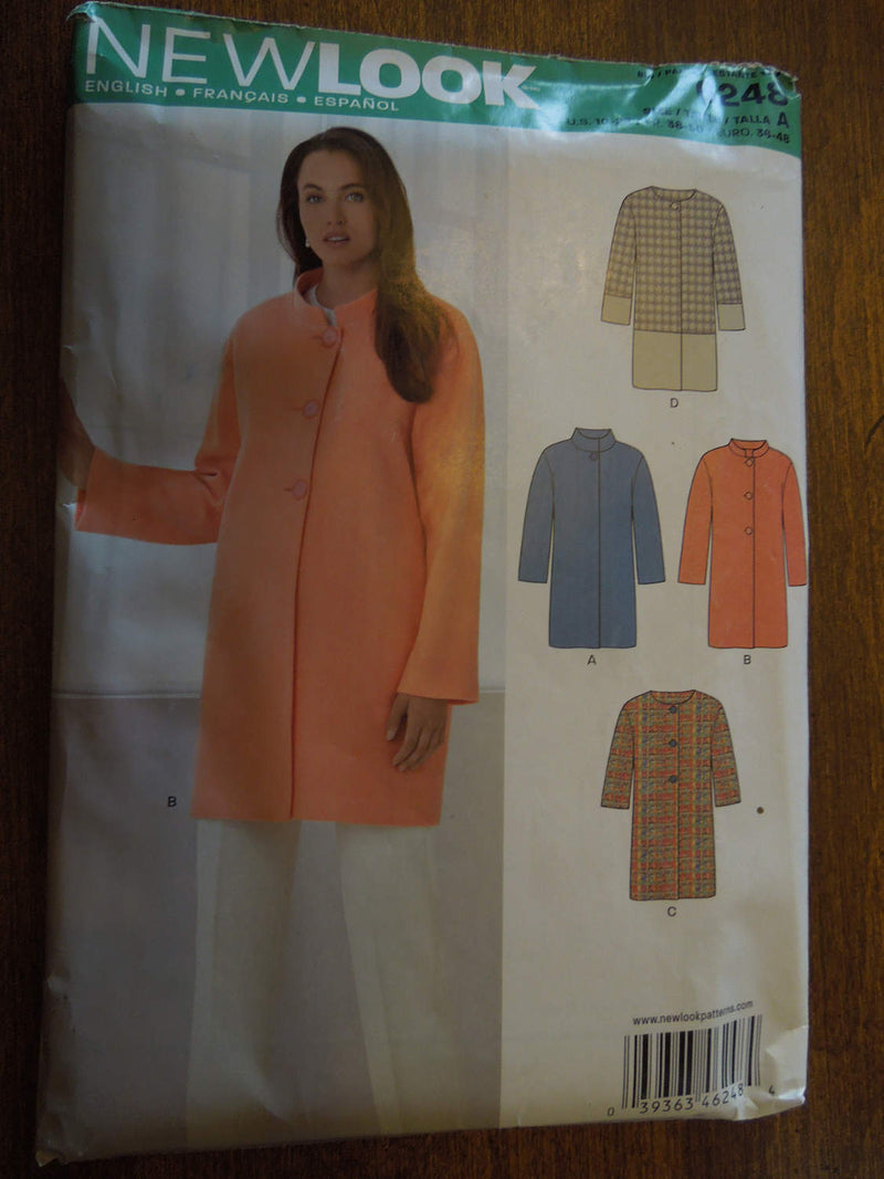 New Look 6248, Misses, Lined Jackets, Sizes 10-22, UNCUT sewing pattern,