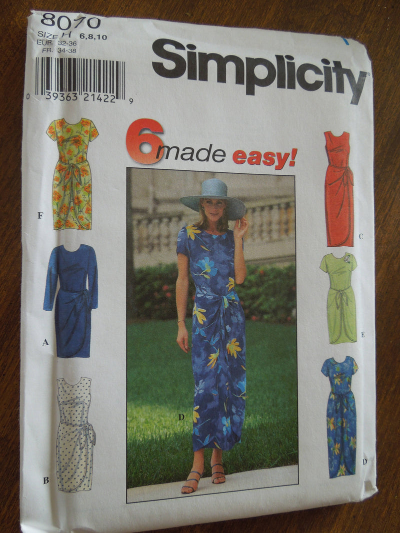 Simplicity 8070, Misses Dresses, Petite, UNCUT sewing pattern,