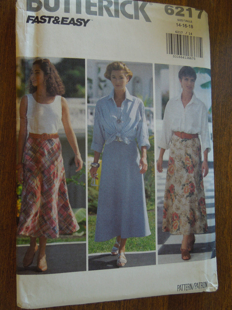 Butterick 6217, Misses, Tops, Skirts, Shirts,  UNCUT sewing pattern,
