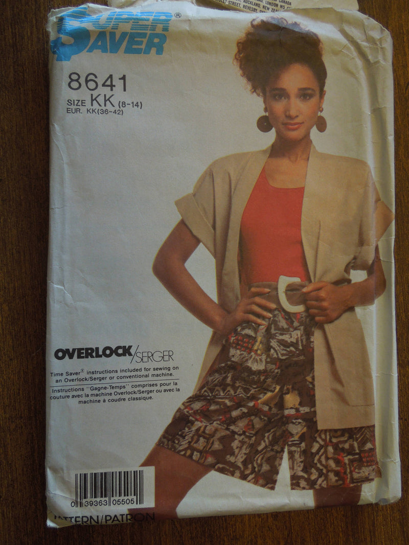 Simplicity Super saver 8641, Misses, Shorts, Jacket, Sizes 8-14, UNCUT sewing pattern,