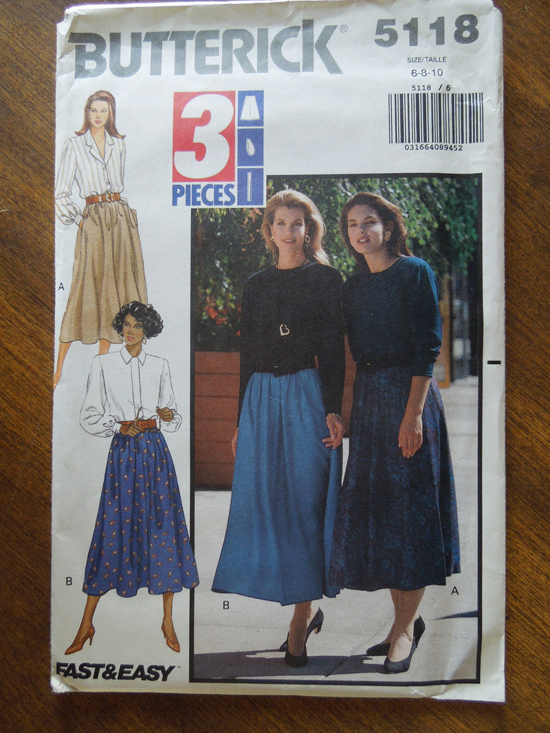 Butterick 5118,  Misses, Skirts, UNCUT sewing pattern,