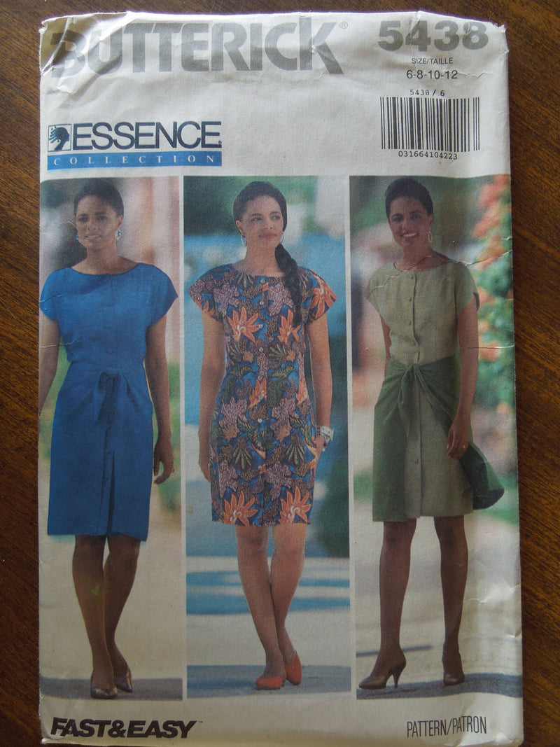 Butterick 5438, Misses Dresses, with/wo overskirt, UNCUT sewing pattern,