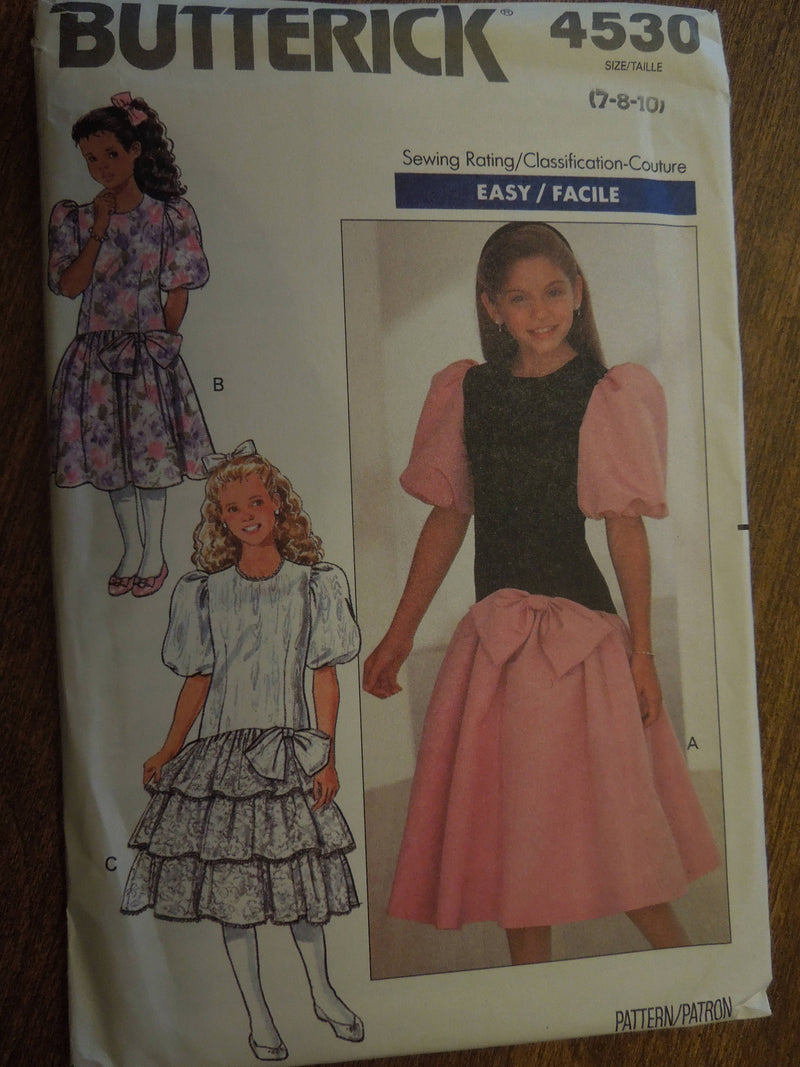 Butterick 4530, Girls, Dresses, UNCUT sewing pattern, SALE