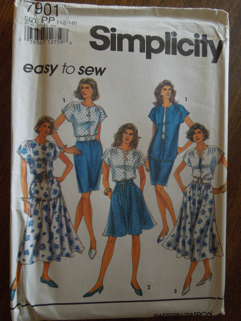 Simplicity 7901, Misses Skirts and Tops, UNCUT sewing pattern, sz varies
