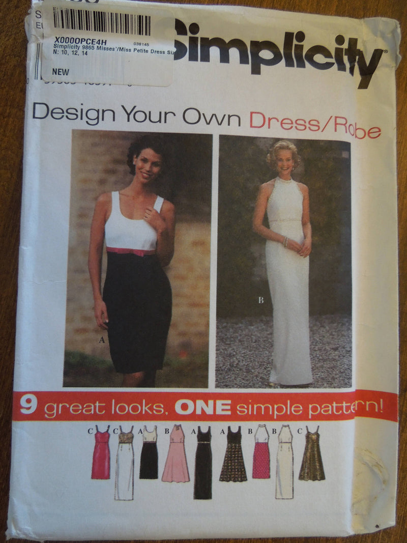 Simplicity 9865, Misses, Dresses, Evening Wear, UNCUT sewing pattern,