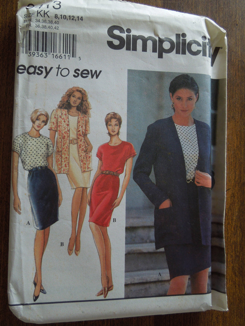 Simplicity 9413, Misses, Dresses, Jackets, UNCUT sewing pattern,