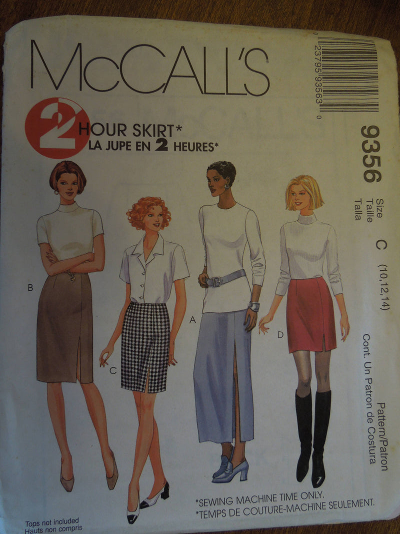 McCalls 9356, Misses Skirts, UNCUT sewing pattern,