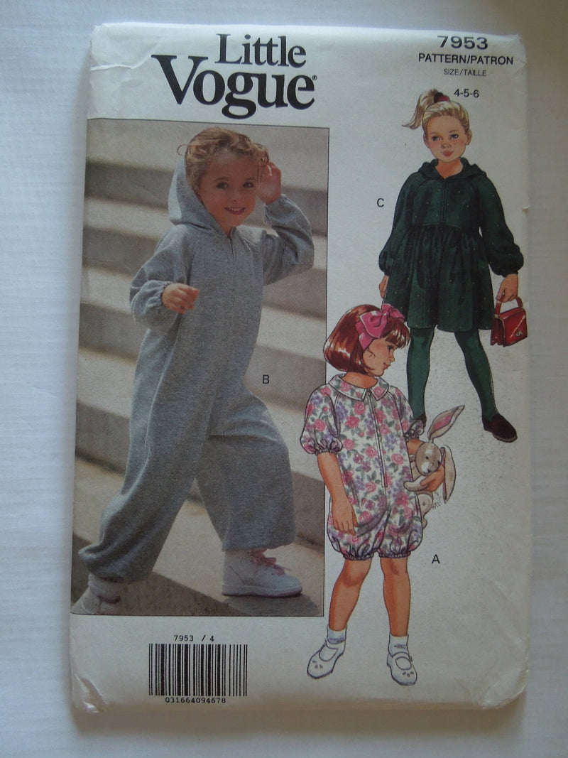 Vogue 7953, Girls Jumpsuit, Dress, UNCUT sewing pattern,