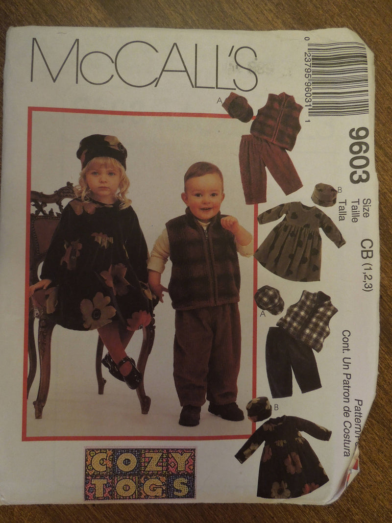 McCalls 9603, Childrens, Separates, Sizes 1 to 3, UNCUT sewing pattern,