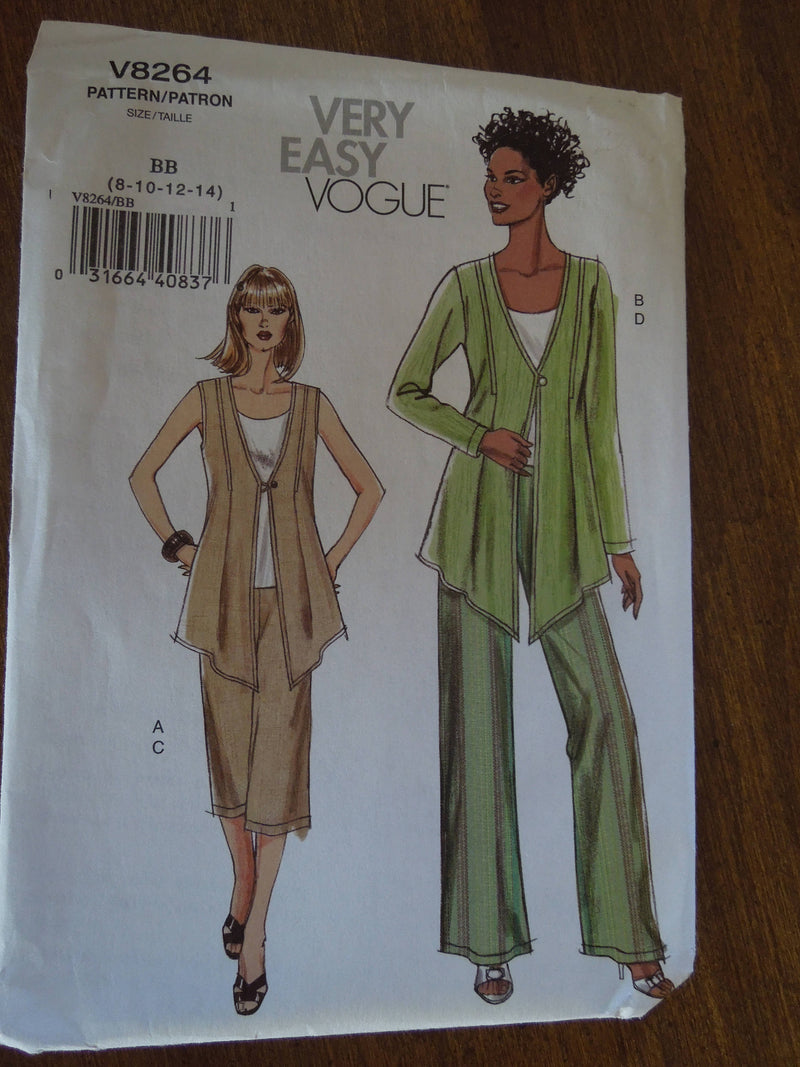 Vogue V8264, Misses Pants, Vests, Jackets, Petite, UNCUT sewing pattern,