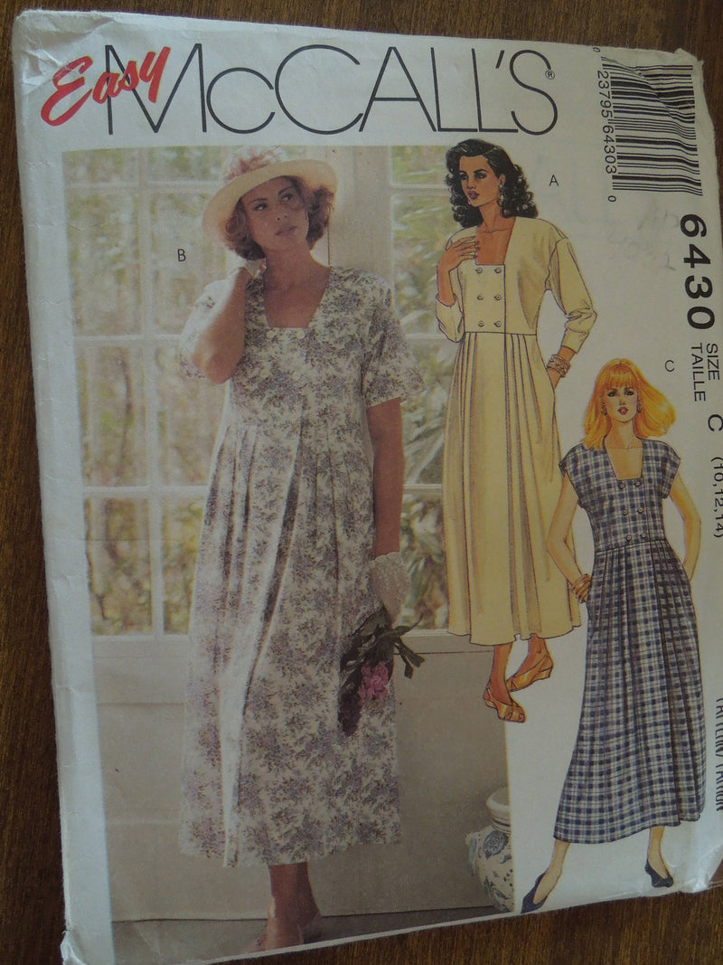 McCalls 6430, sizes vary, misses,  dresses, UNCUT sewing pattern,