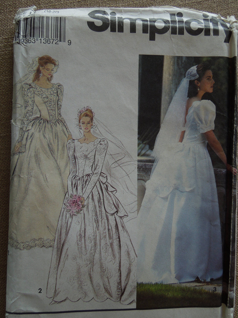Simplicity 8240, Misses Bridal Gown with train, UNCUT sewing pattern,