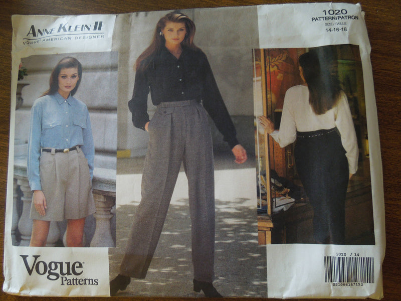 Vogue 1020,  Misses Shorts, Pants, UNCUT sewing pattern