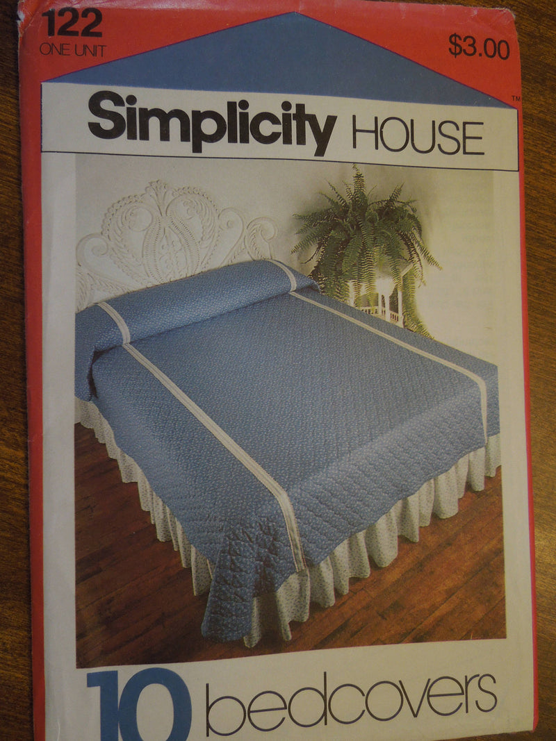 Simplicity 122,  Misses, Bedcovers, 10 styles, UNCUT sewing pattern, linens, bedroom