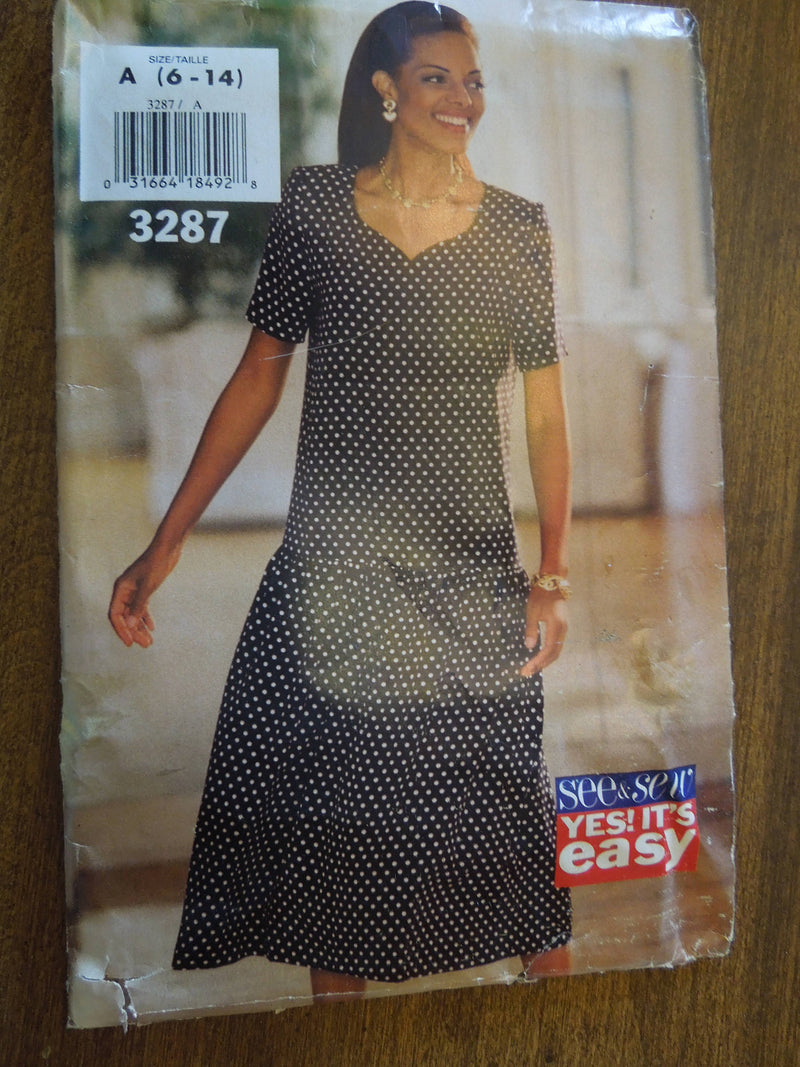 See and Sew 3287, Butterick,  Misses, Dresses, Sale, UNCUT sewing pattern, Petite
