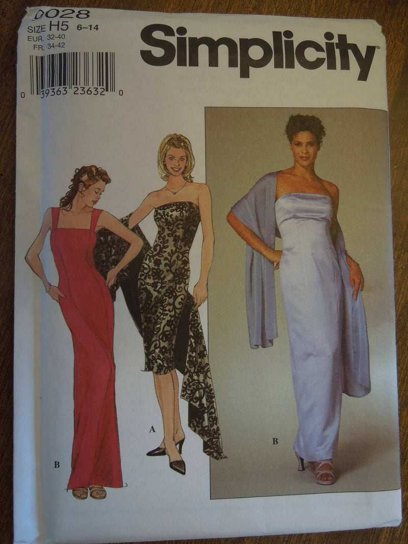 Simplicity 9028, Misses Evening Wear, Dresses, UNCUT sewing pattern,