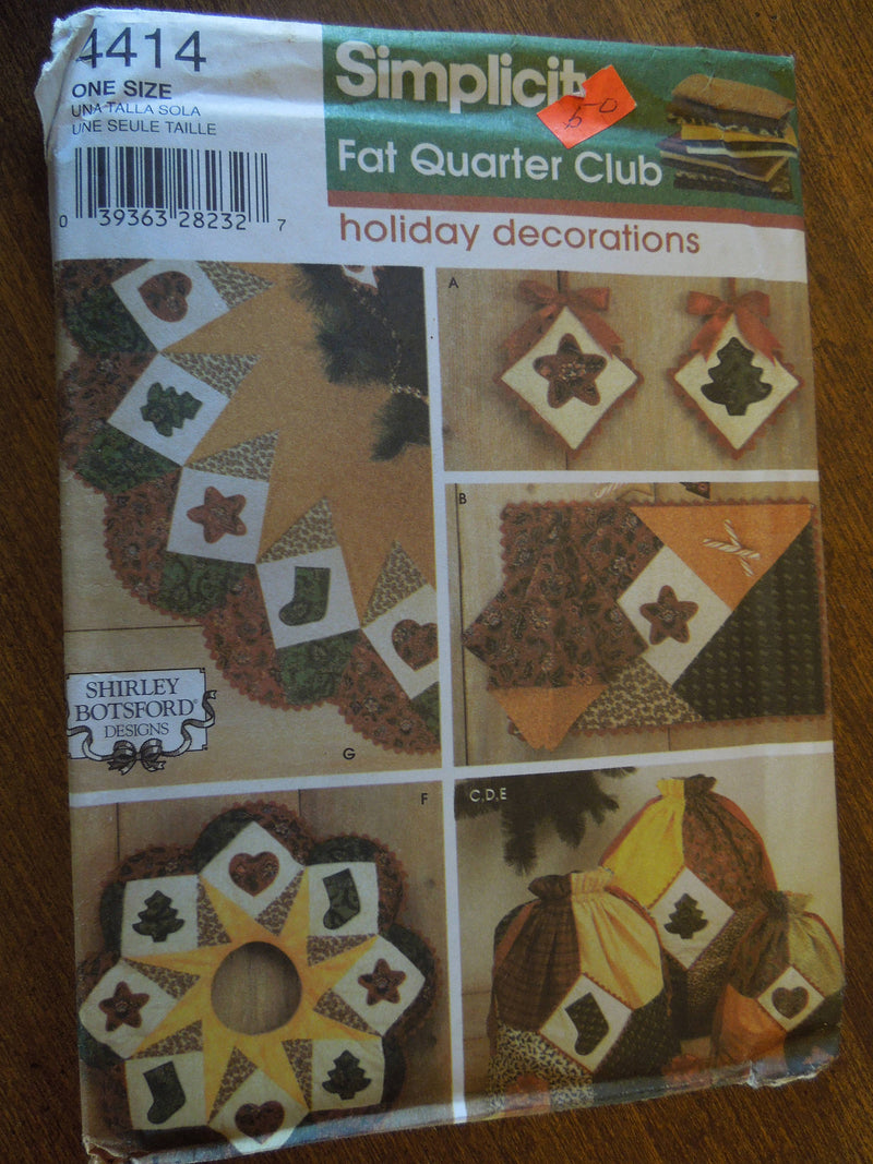 Simplicity 4414, Fat Quarters Club Christmas, Table Linens, Crafts,  UNCUT sewing pattern,